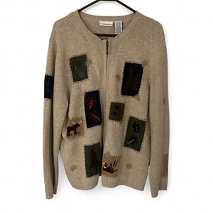 Mens retro oversized knit nature outdoors cardigan by Croft & Borrow size L (L5)